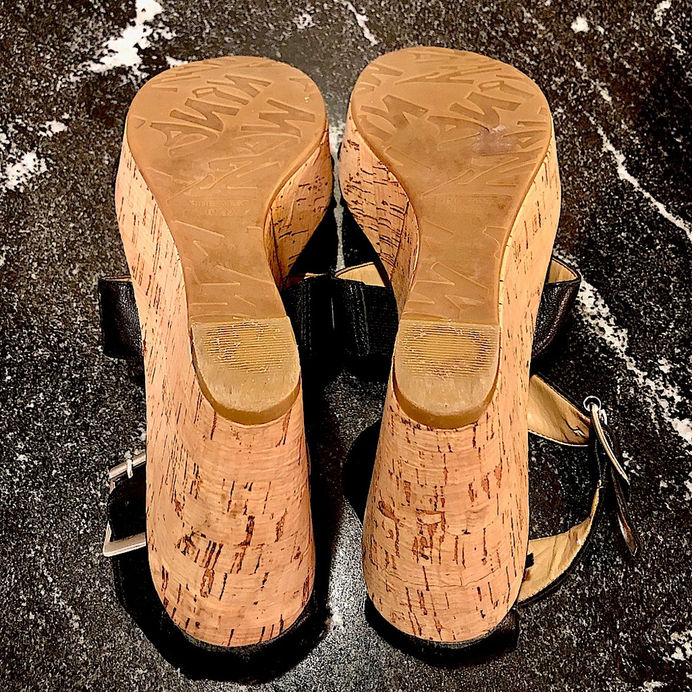 Nine West Black Strap Cork Wedge Sandals - Picture 10 of 10